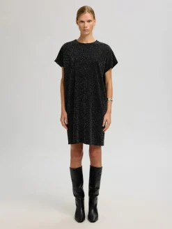 Selected Femme Naisten juhlamekko Oversized Sandra SS, Black/Silver