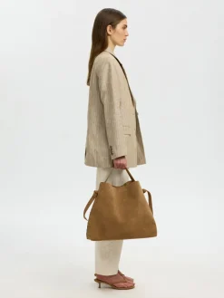 Selected Femme naisten laukku SLFStella Large Suede Bag, Tan