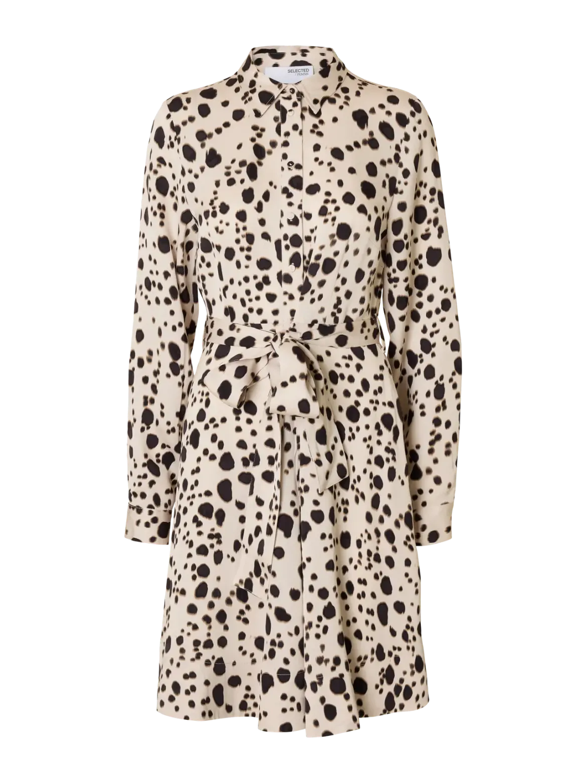 Selected Femme naisten mekko, SLFPAOLA REGULAR LS SHORT SHIRT DRESS Valkopohjainen Kuosi