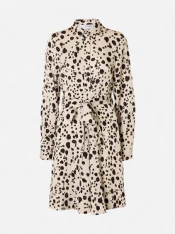 Selected Femme naisten mekko, SLFPAOLA REGULAR LS SHORT SHIRT DRESS Valkopohjainen Kuosi
