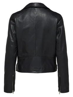 Selected Femme Naisten Nahkatakki, Katie Leather Jacket Musta