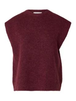 Selected Femme naisten neuleliivi Lulu Sl Knit Vest, Tawny Port Melange