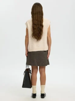 Selected Femme naisten neuleliivi Lulu Sl Knit Vest, Birch Melange