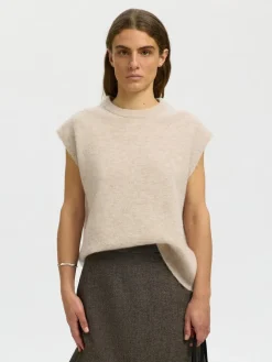 Selected Femme naisten neuleliivi Lulu Sl Knit Vest, Birch Melange