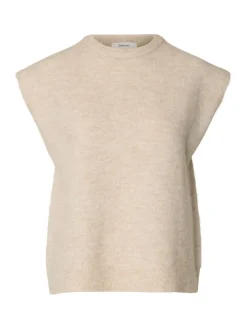Selected Femme naisten neuleliivi Lulu Sl Knit Vest, Birch Melange