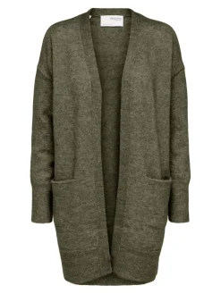 Selected Femme Naisten Neuletakki Lulu New Knit Long Cardigan Armeijanvihreä