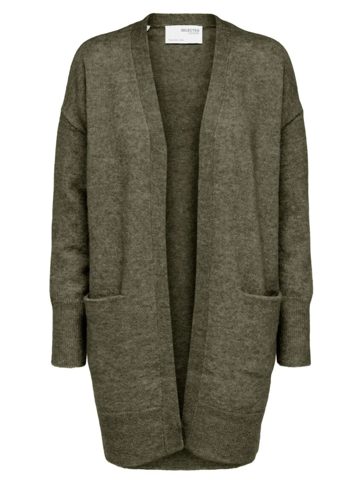 Selected Femme Naisten Neuletakki Lulu New Knit Long Cardigan Armeijanvihreä