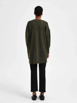 Selected Femme Naisten Neuletakki Lulu New Knit Long Cardigan Armeijanvihreä