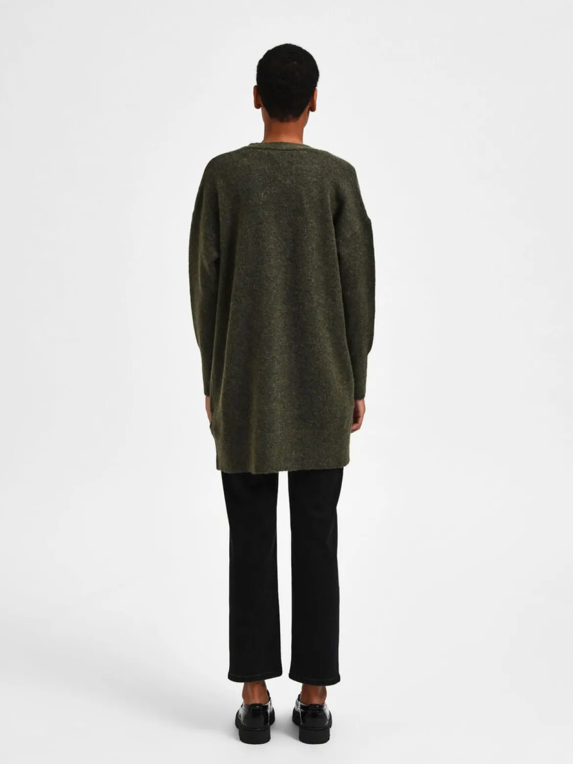 Selected Femme Naisten Neuletakki Lulu New Knit Long Cardigan Armeijanvihreä