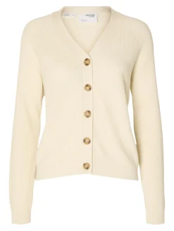 Selected Femme naisten neuletakki, SLFELINNA LS KNIT CARDIGAN Luonnonvalkoinen