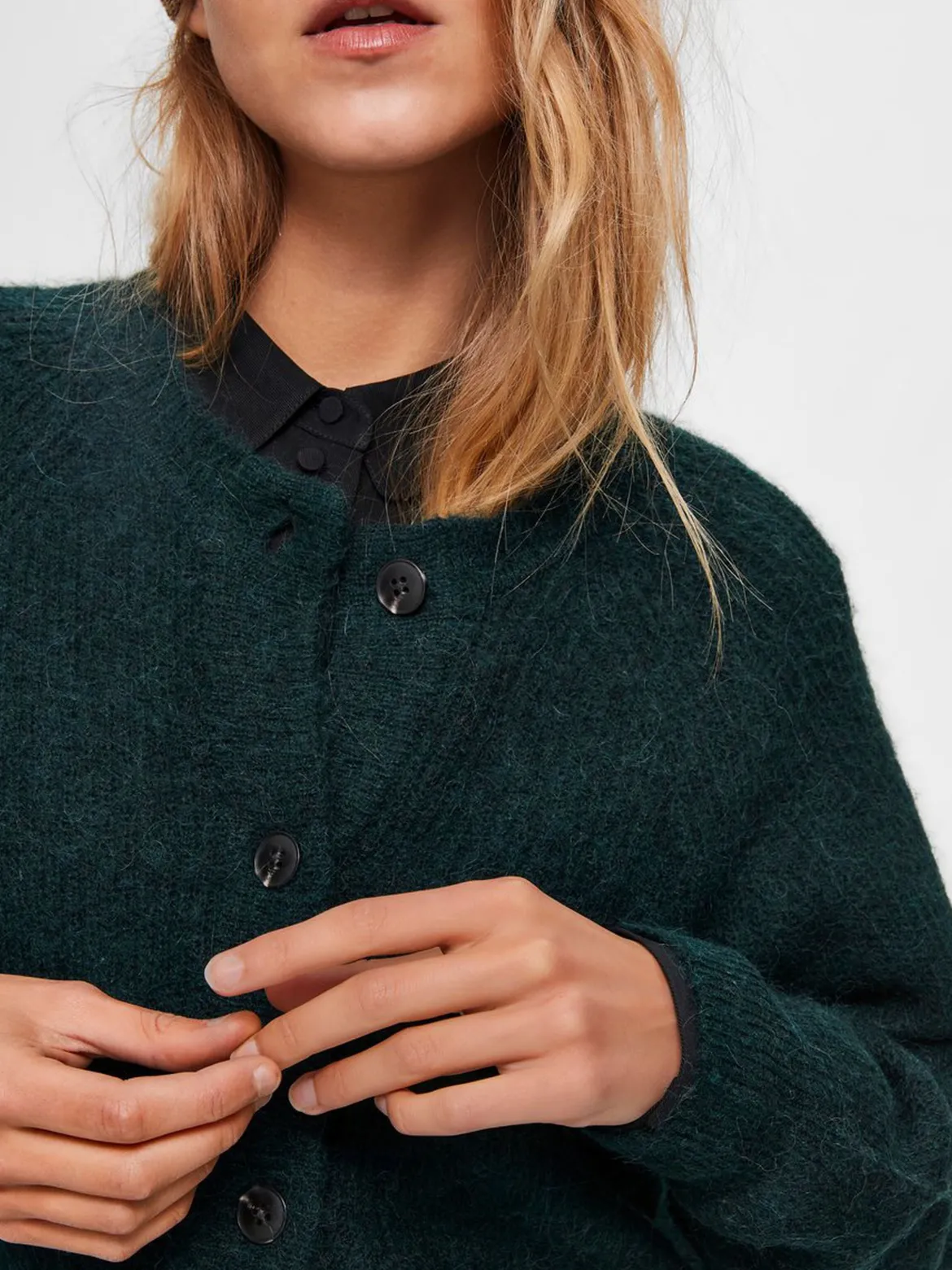 Selected Femme, Naisten Neuletakki, Lulu LS Knit Short Cardigan Armeijanvihreä