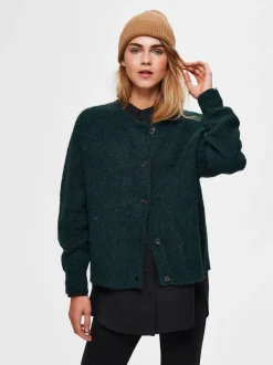Selected Femme, Naisten Neuletakki, Lulu LS Knit Short Cardigan Armeijanvihreä