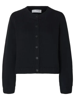 Selected Femme naisten neuletakki, SLFIVY LS KNIT O-NECK CARDIGAN NOOS Tummansininen