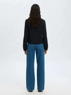 Selected Femme naisten neuletakki, SLFIVY LS KNIT O-NECK CARDIGAN NOOS Tummansininen