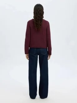 Selected Femme naisten neuletakki, SLFIVY LS KNIT O-NECK CARDIGAN NOOS Viininpunainen