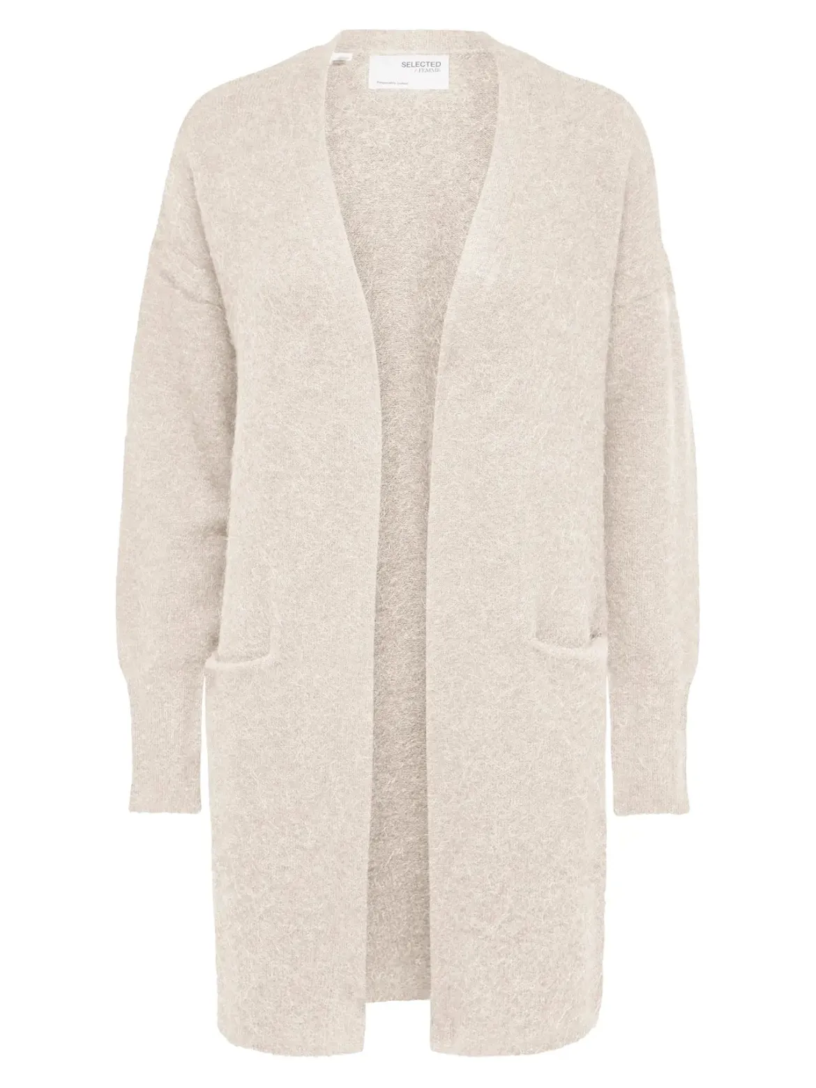 Selected Femme Naisten Neuletakki Lulu New Knit Long Cardigan Birch Melange