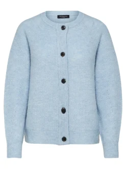 Selected Femme, Naisten Neuletakki, Lulu LS Knit Short Cardigan Vaaleansininen