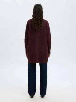 Selected Femme Naisten Neuletakki Lulu New Knit Long Cardigan Fig Melange
