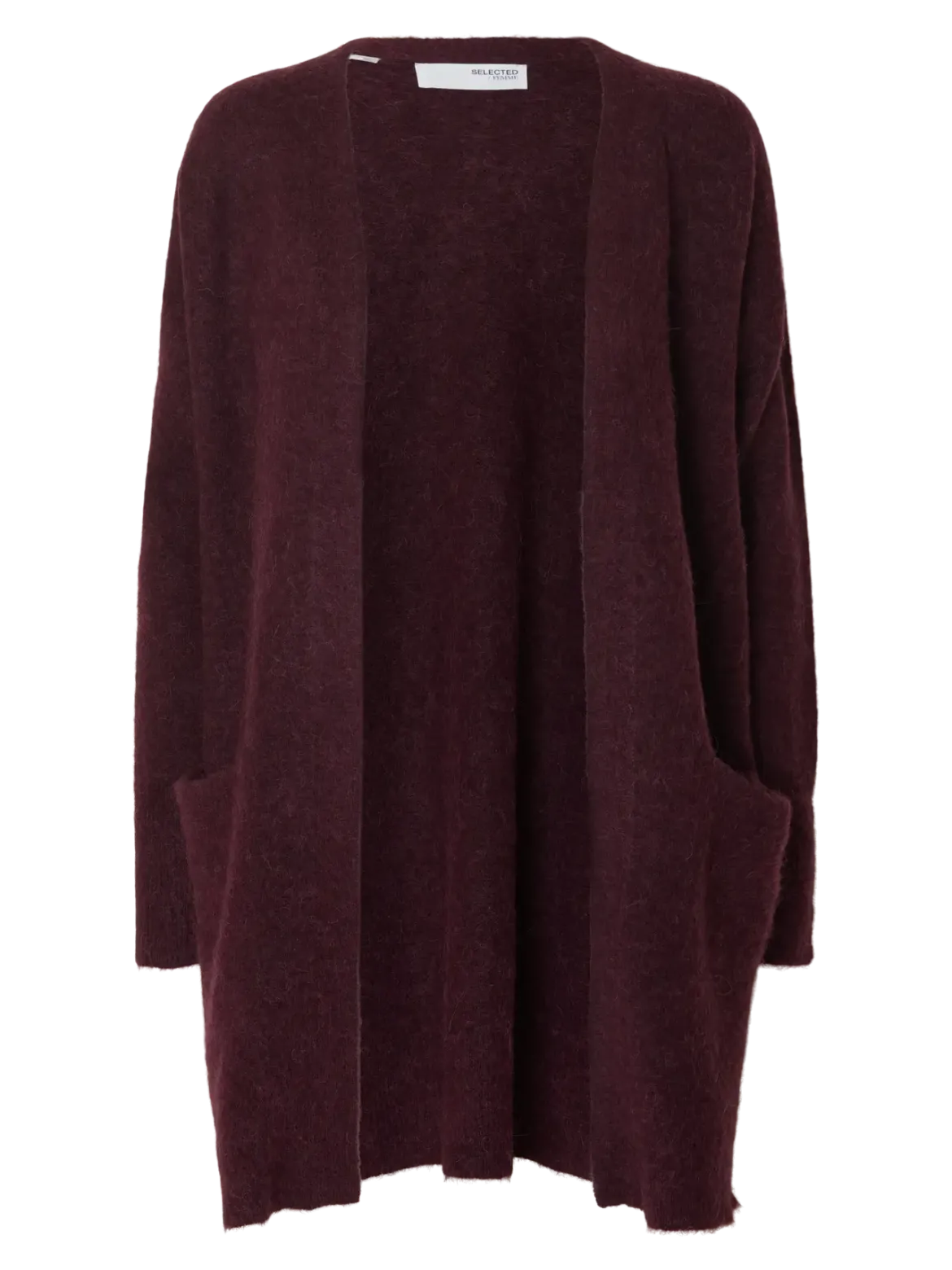 Selected Femme Naisten Neuletakki Lulu New Knit Long Cardigan Fig Melange