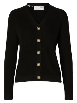 Selected Femme naisten neuletakki, SLFELINNA LS KNIT CARDIGAN Musta