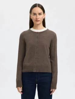 Selected Femme Naisten Neuletakki, SLFThea LS Knit Merino Cardigan Noos Delicioso