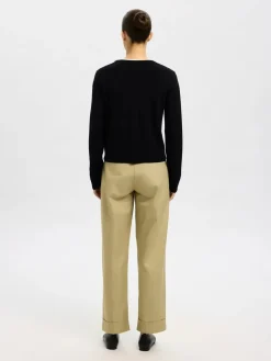 Selected Femme Naisten Neuletakki, SLFThea LS Knit Merino Cardigan Noos Black