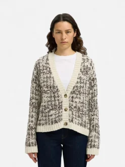 Selected Femme naisten neuletakki, SLFLINDSAY LS KNIT V-NECK CARDIGAN Birch Delicioso