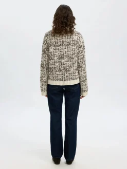 Selected Femme naisten neuletakki, SLFLINDSAY LS KNIT V-NECK CARDIGAN Birch Delicioso