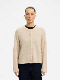 Selected Femme naisten neuletakki, SLFLULU NEW LS KNIT CARDIGAN Birch Melange