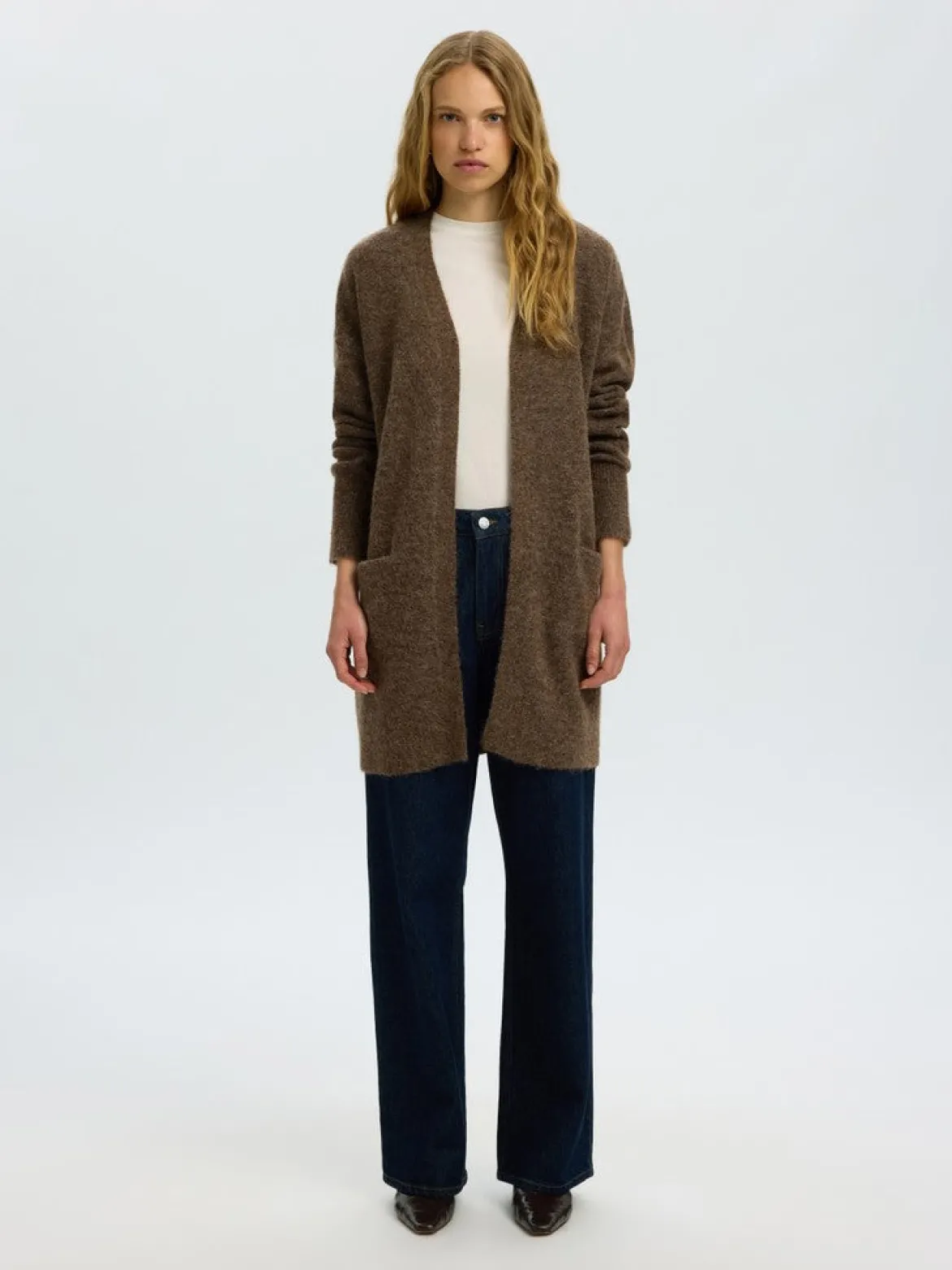 Selected Femme naisten neuletakki Lulu, ruskea