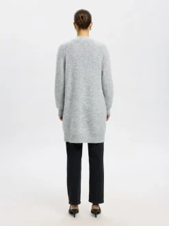 Selected Femme naisten neuletakki Lulu New Ls Knit Long Cardigan, Light Grey Melange