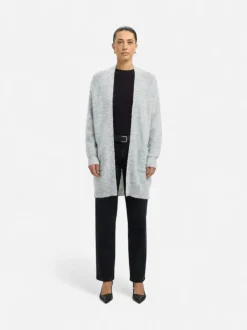 Selected Femme naisten neuletakki Lulu New Ls Knit Long Cardigan, Light Grey Melange