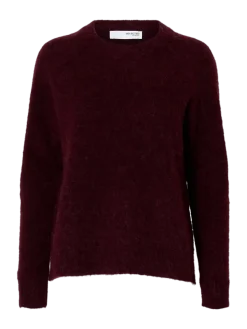 Selected Femme Naisten Neulepaita, Lulu LS Knit O-Neck Fig Melange