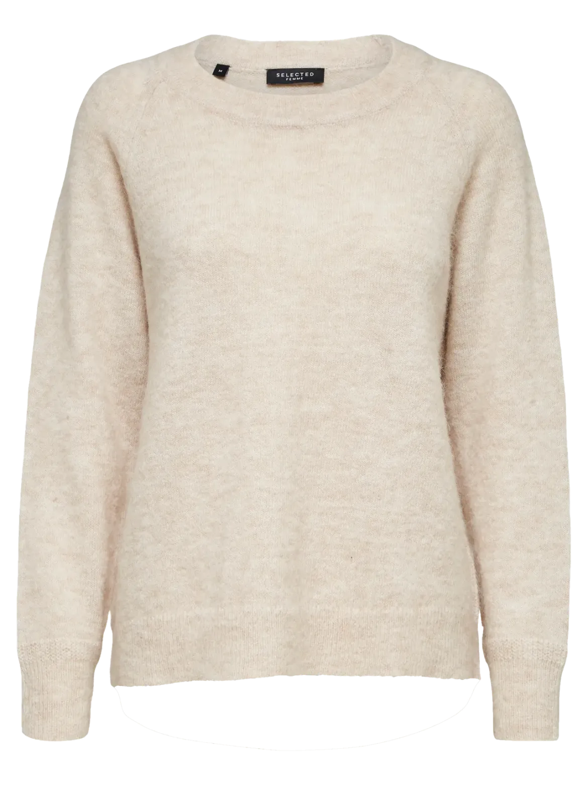 Selected Femme Naisten Neulepaita, Lulu LS Knit O-Neck Birch Melange