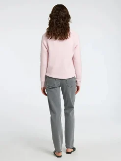 Selected Femme Naisten Neulepaita, Lulu LS Knit O-Neck, Bleached Mauve Melan