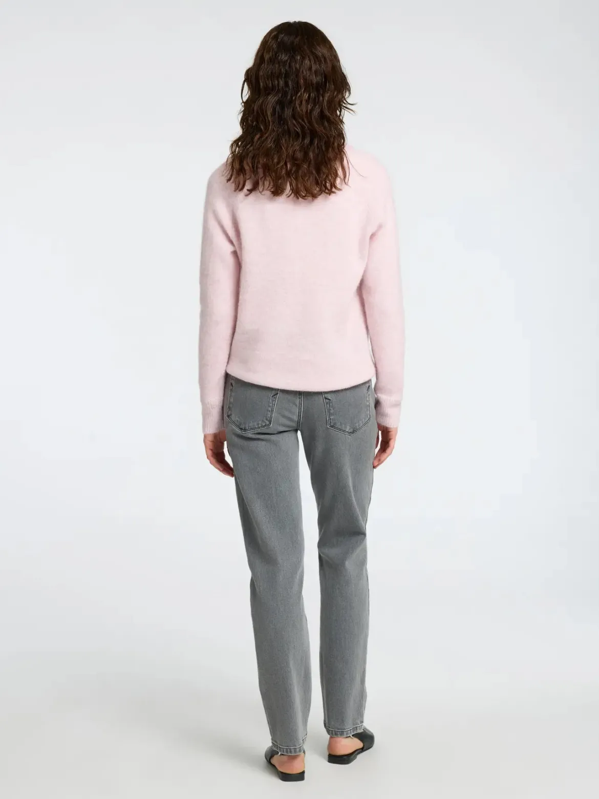 Selected Femme Naisten Neulepaita, Lulu LS Knit O-Neck, Bleached Mauve Melan