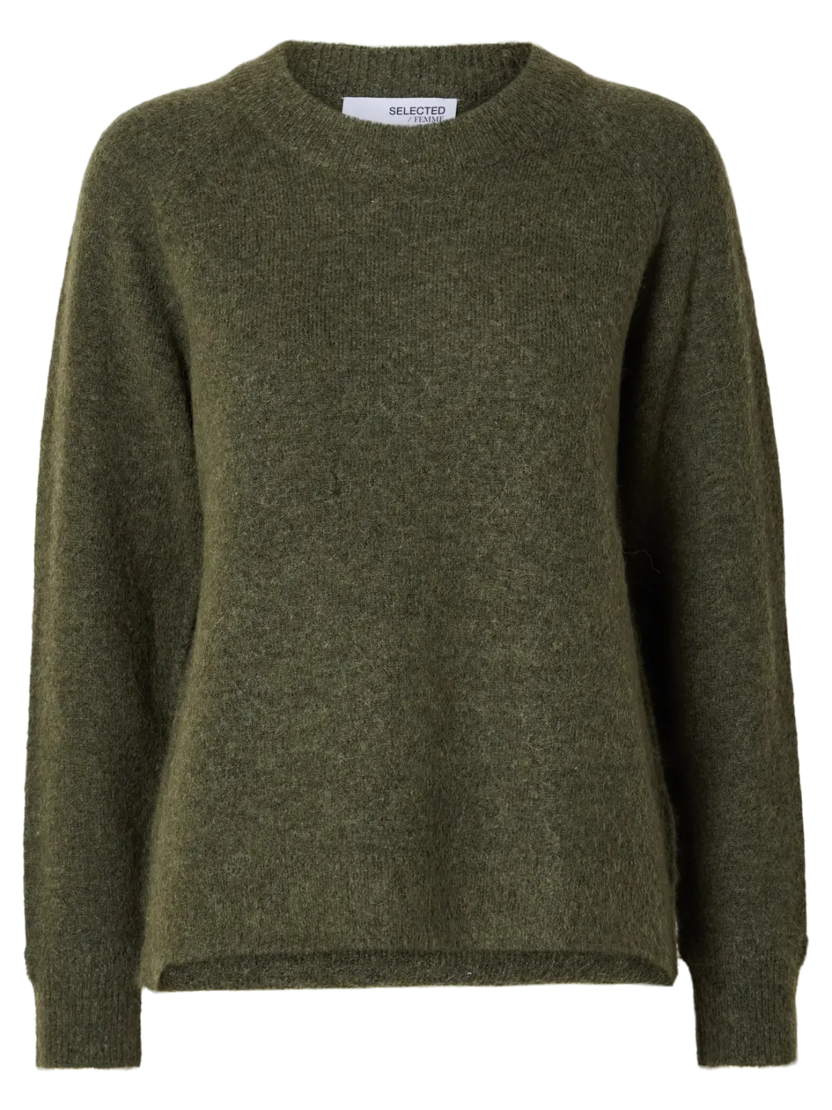 Selected Femme Naisten Neulepaita, Lulu LS Knit O-Neck Kalamata Melange