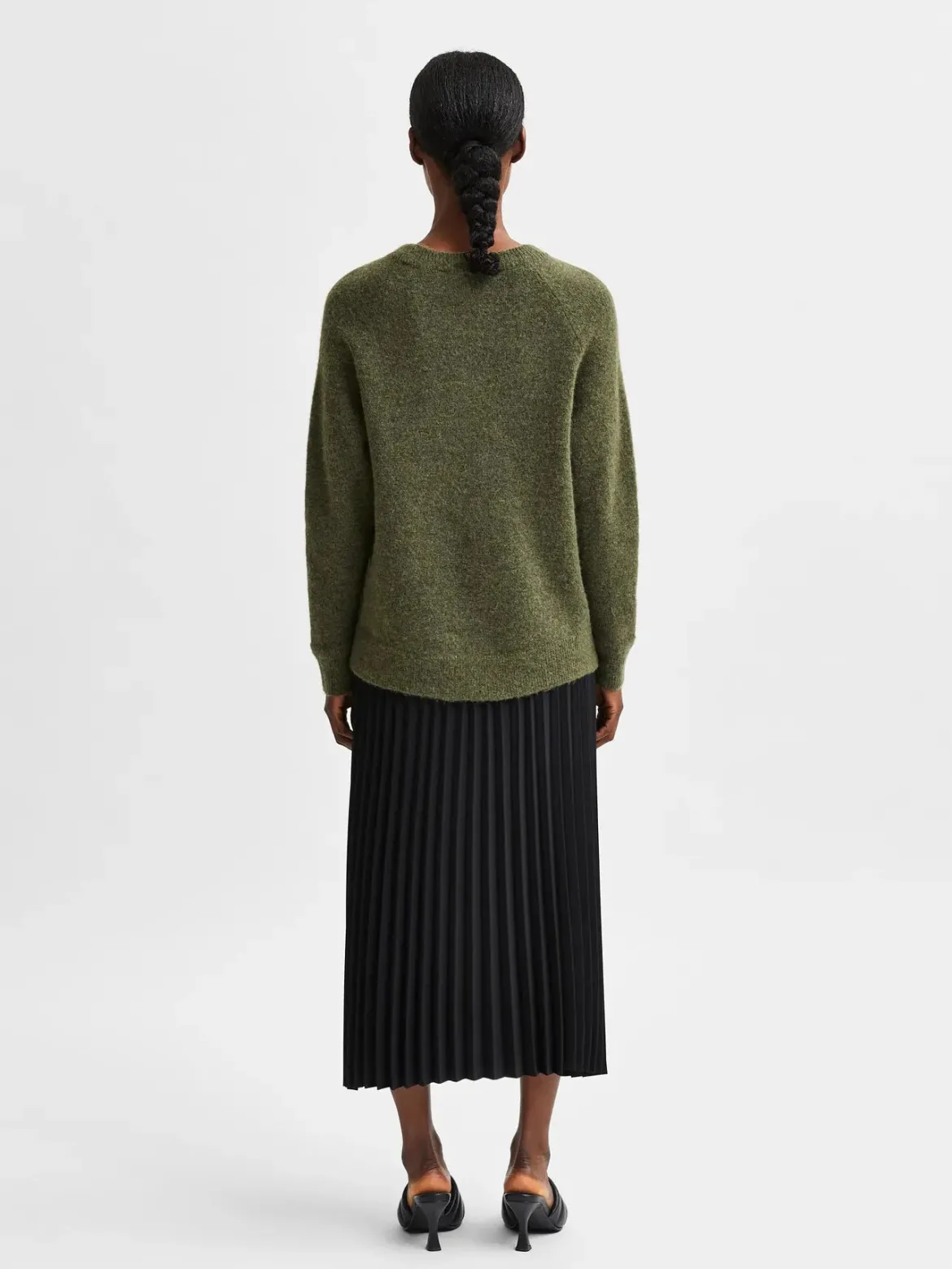 Selected Femme Naisten Neulepaita, Lulu LS Knit O-Neck Kalamata Melange