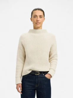 Selected Femme naisten neulepusero SLFSELMA SUS LS KNIT PULLOVER NOOS, Birch