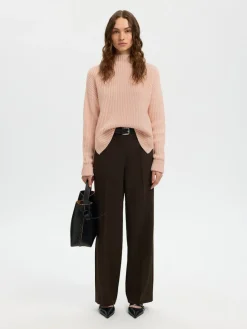 Selected Femme naisten neulepusero SLFSELMA SUS LS KNIT PULLOVER NOOS, Pale Dogwood