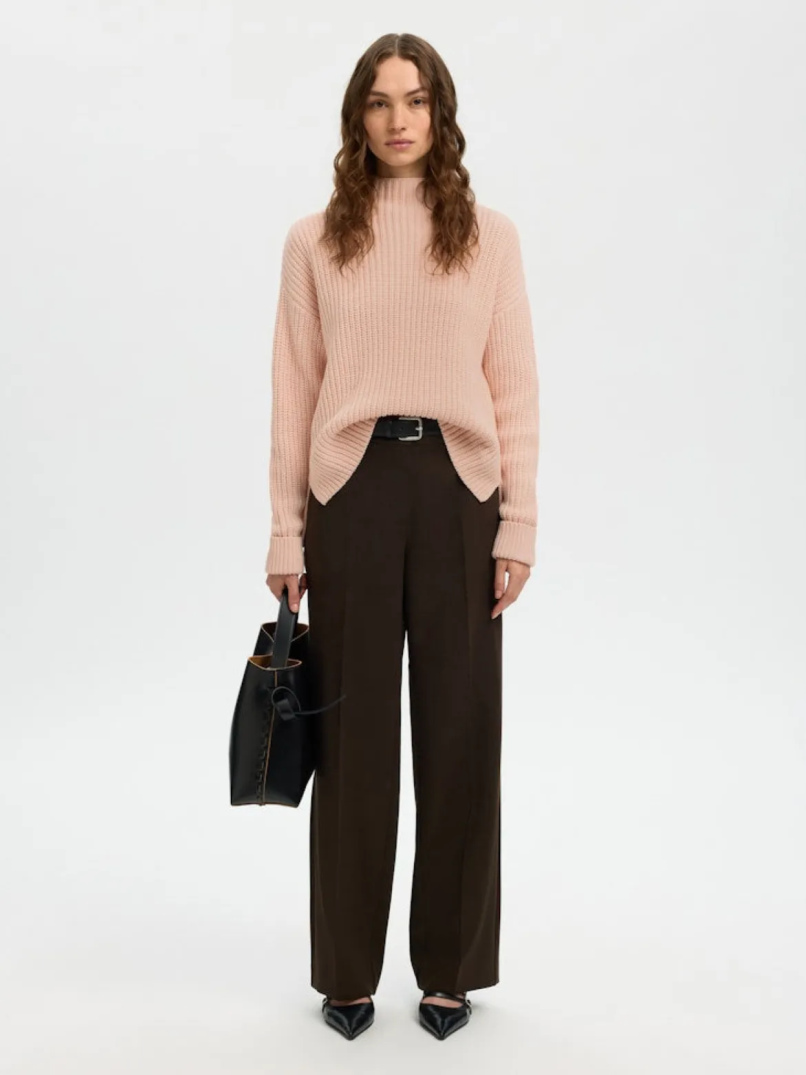 Selected Femme naisten neulepusero SLFSELMA SUS LS KNIT PULLOVER NOOS, Pale Dogwood