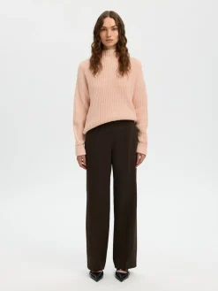 Selected Femme naisten neulepusero SLFSELMA SUS LS KNIT PULLOVER NOOS, Pale Dogwood