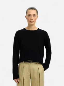 Selected Femme Naisten Neulepaita, Slfthea LS Knit Merino O-Neck Noos Black
