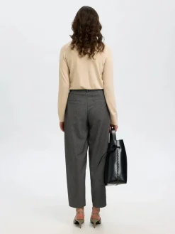 Selected Femme Naisten Neulepaita, Slfthea LS Knit Merino O-Neck Noos Oatmeal
