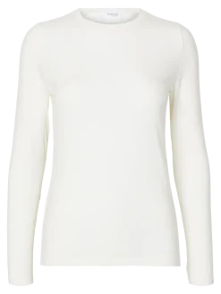 Selected Femme naisten paita SLFMANJA LS O-NECK NOOS, Snow White