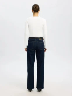 Selected Femme naisten paita SLFMANJA LS O-NECK NOOS, Snow White