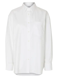 Selected Femme naisten paitapusero SLFESTER LS OVERSIZE SHIRT NOOS, valkoinen