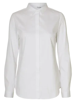 Selected Femme naisten paitapusero, SLFROMIE LS FITTED SHIRT Bright White