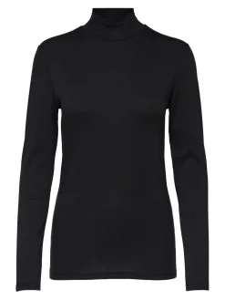 Selected Femme Naisten Poolopusero SLFMANDY LS HIGH NECK Musta