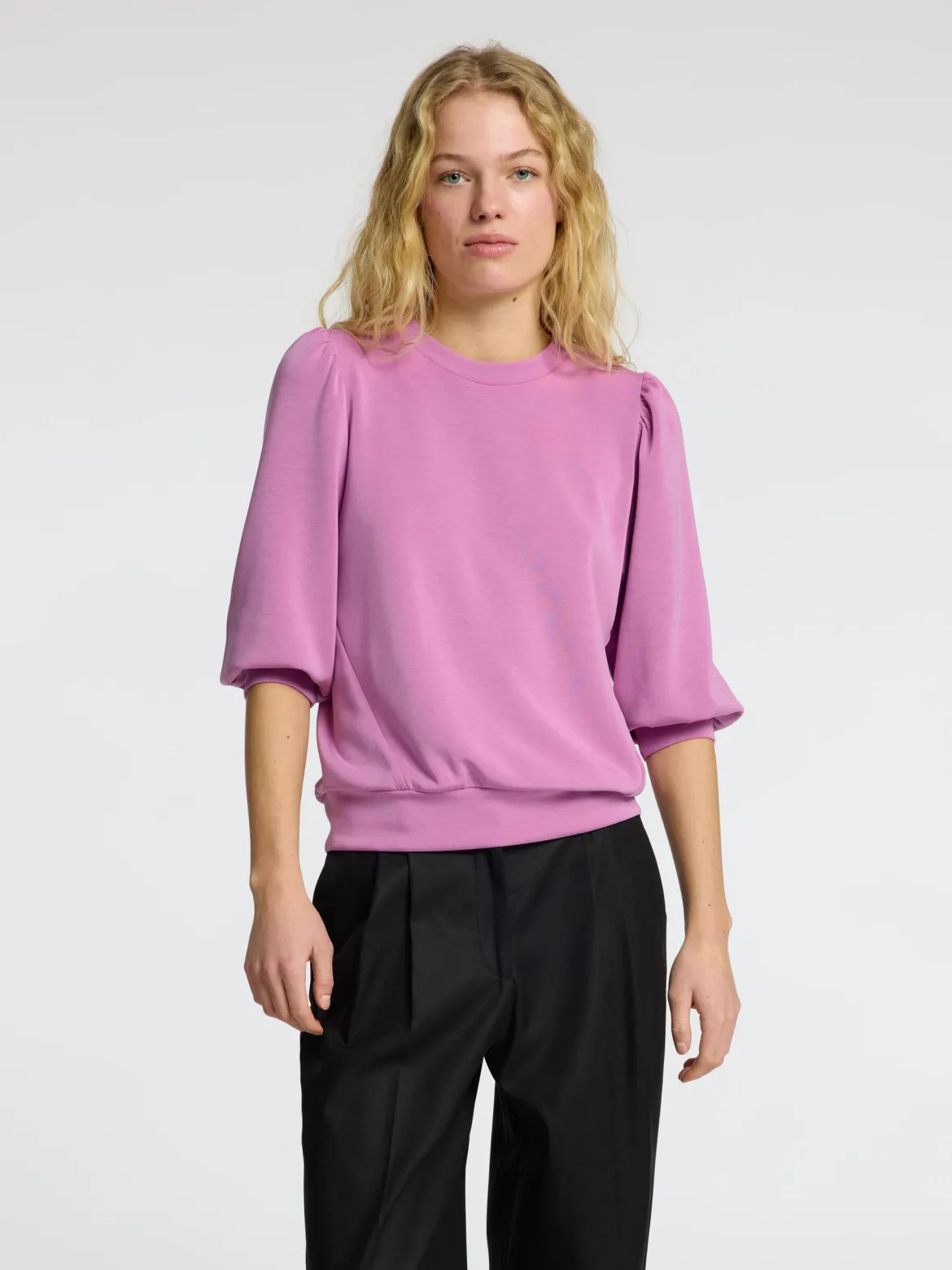 Selected Femme Naisten Pusero, SLFTENNY 3/4 SWEAT TOP NOOS Vadelma